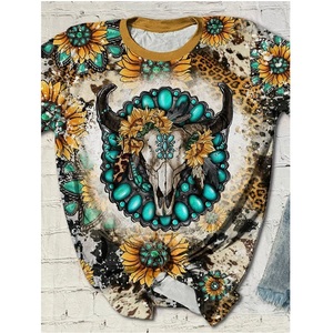 Custom Women's Clothing T-shirt Summer Sublimation Plus Size T-shirts for Women Tie Dyed <strong>Sunflower</strong> Women <strong>Tops</strong> T-Shirt - Product Image 2