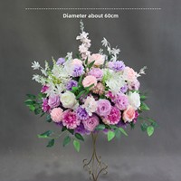 Boule de fleurs colorée de luxe blanche, décoration de mariage, rose artificielle rose et blanche, fleur de gypsophile, centre de table décoratif