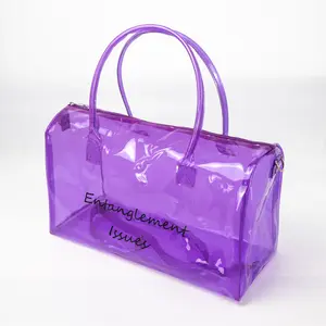 2021 nuove donne in bianco trasparente tote borsa da viaggio in pvc olografico trasparente su misura in plastica da viaggio palestra borsone