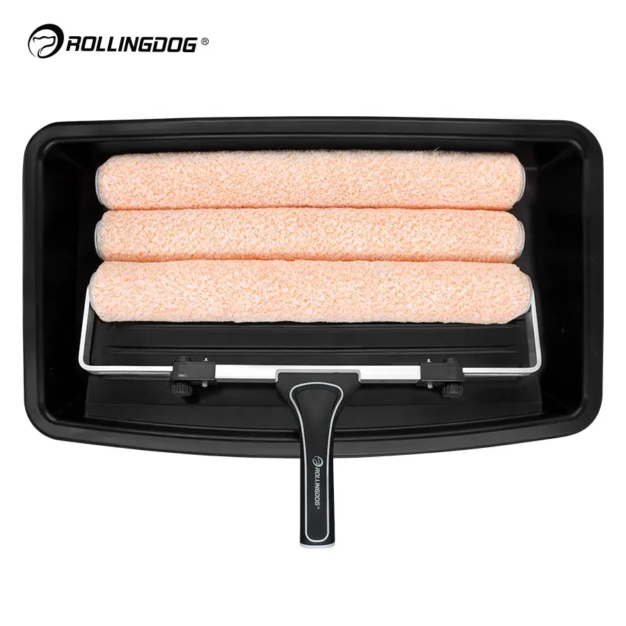 ROLLINGDOG 70251 XL US 5PC Microfiber Roller Cover 12"-18" Adjustable Paint Roller Frame Paint Roller Set Kit