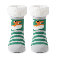 Chaussettes d'hiver épaisses en coton antidérapantes pour enfants avec logo personnalisé, motif dinosaure mignon, vente en gros