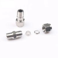 Raccord de compression à double ferrule en acier inoxydable 304 pour tubes de 6 mm, 8 mm, 10 mm, 12 mm vers raccords de tuyauterie NPT mâles de 1/8'', 1/4'', 3/8'', 1/2''