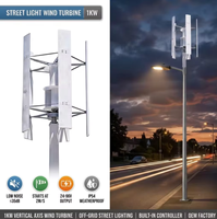 Aerogenerador de Eje Vertical de 1KW para Alumbrado Público, 12V 24V, Fuera de la Red, Arranque a Baja Velocidad del Viento, Silencioso, VAWT, Fábrica OEM