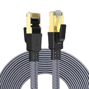 Cable Ethernet Plano CAT8 SFTP Gris, 26AWG/28AWG Opcional, Conector RJ45 Chapado en Oro, Revestimiento de PVC, Cable de Red de 40 Gbps para Router - Product Image 1