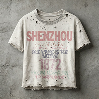 T-shirts d'été épais coupe ample pour hommes, style streetwear, avec impression graphique personnalisée, effet vintage délavé et vieilli, pour fabricants
