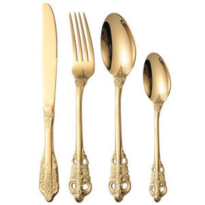 Hoàng Gia mạ Vàng dao kéo Flatware Bộ Dao bít tết Dao tráng miệng nĩa muỗng 4-Piece Hộp Quà Tặng thiết lập Vàng dao kéo thiết lập - Product Image 6