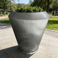 Grand pot de fleurs ovale en métal pour jardin, pot de fleurs décoratif d'extérieur, conteneur pour plantes