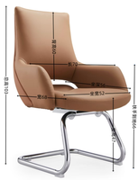 Chaise de bureau ergonomique de direction en cuir véritable marron, avec structure en alliage d'aluminium et base en bois écologique, pivotante et réglable