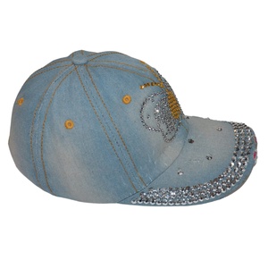 Women's Sporty Colorful Lace Flowers <b>Baseball</b> <b>Cap</b> with Rhinestone Embellishments Common Fabric Jeans Wash Denim (Blue) - Product Image 2
