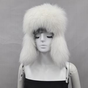 Cappello di pelliccia di volpe in pelle argentata cappello di pelliccia procione volpe russa grande volpe cappelli di pelliccia per le donne - Product Image 5