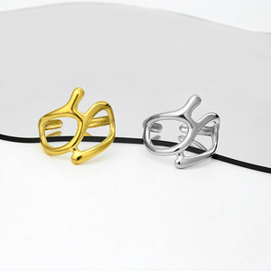 New Exquisite Niche Design Stainless Steel Gold Silver Plated Simple Ring Fashionable Unisex's Geometric Rings Wholesale Jewelry - Product Image 2