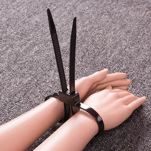 Manchette en nylon plastique jetable noire/blanche à double boucle de verrouillage, résistante aux températures extrêmes - Product Image 4