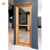 Fenêtre coulissante verticale en bois WANJIA, design moderne, fenêtre en aluminium plaqué bois, fenêtre en bois et aluminium pour la maison