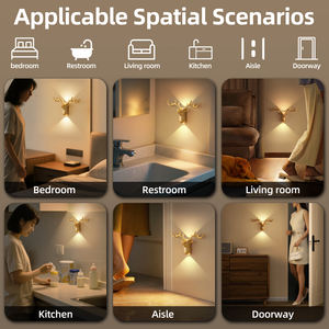 北欧ワイヤレス磁気モーションセンサートナカイ壁ライトUSB充電式ELKナイトライト階段寝室ベッドサイドLEDウォールランプ - Product Image 6