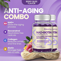 Fabricant chinois OEM, supplément de gommes anti-âge sans sucre 9 en 1, nicotinamide NAD, biotine, resvératrol, avec peptides de collagène
