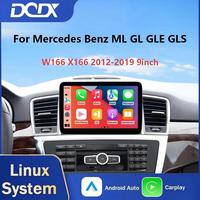 Autoradio multimédia Linux sans fil Android AUTO CarPlay avec écran 9 pouces pour Mercedes Benz Classe M W166 ML250 ML350 GL