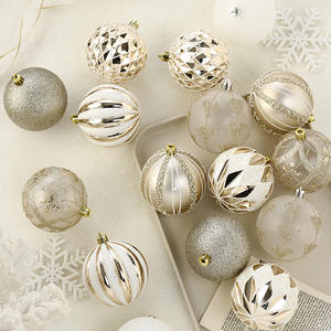Set di Decorazioni Natalizie Ciondoli Pallina di Natale con Pittura Aliena Bianco Champagne Chiaro Accessori per Ciondoli Albero di Natale - Product Image 5