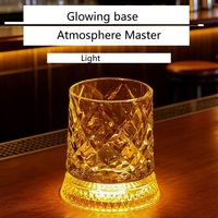 Vaso Giratorio Creativo para Whisky con Posavasos Luminoso, Vaso Premium para Beber Cerveza, Ideal para Bares y Fiestas en Casa