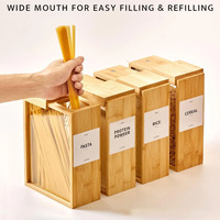 Distributeur de céréales en bambou de luxe moderne avec logo personnalisé, grande capacité pour l'organisation du garde-manger – Idéal pour les cadeaux