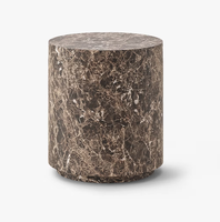 Table d'appoint en marbre naturel, design de mobilier de maison, pilier cylindrique en pierre marron de luxe, socle de canapé, table d'appoint de chambre