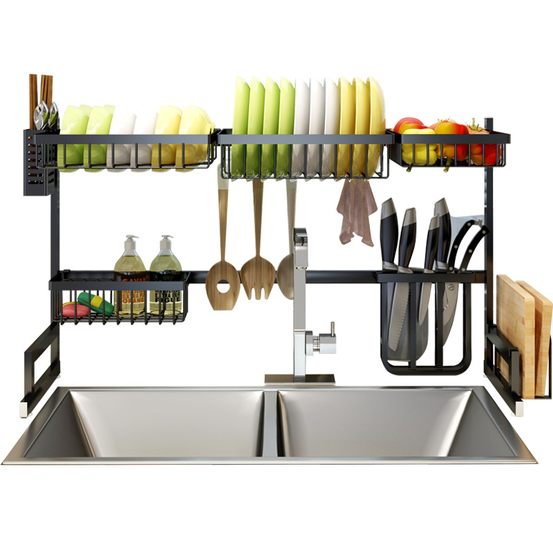 i BKGOO Scolapiatti per lavello per stoviglie Scaffale per Scolapiatti in acciaio inossidabile nero a 2 livelli per Scaffale da Cucina Organizer Forniture Contatore di Stoccaggio Risparmio di Spazio i BKGOO Scolapiatti per lavello per stoviglie Scaffale per Scolapiatti in acciaio inossidabile nero a 2 livelli per Scaffale da Cucina Organizer Forniture Contatore di Stoccaggio Risparmio di Spazio