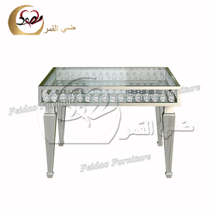 European Style Rectangular <b>Mirrored</b> Dining <b>Table</b> With Gold Frame And Tempered Glass Top For Home Dining Room Furniture - Product Image 5