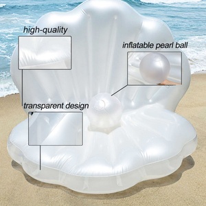 Blow up Large Clam <b>Floatie</b> with Pearl Ball, Raft Chair for Swimming Pool Summer Party for <b>Adults</b> Inflatable Seashell Pool Float - Product Image 2
