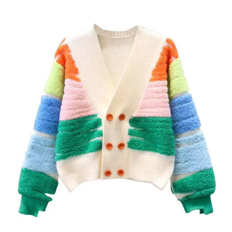 Kunden spezifische Oem und Odm Logo Sweater Herbst und Winter Jacquard Sweater Damen pullover Langarm Strickjacke