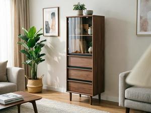 <strong>Tall</strong> <strong>Narrow</strong> Wooden Shoe Cabinet 3 <strong>Drawers</strong> Modern European Style Tapered Legs Eco-Friendly Space Saving Large Living Room - Product Image 3