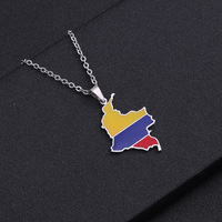 Offre Spéciale personnalisé en acier inoxydable bijoux goutte d'huile colombie Nation carte drapeau hommes pendentif breloque Couples collier pour femmes