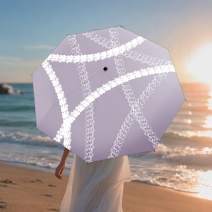 Strong Frame Pocket Small Three-folding Polyester <b>Umbrella</b> Mini All Print logo <b>Automatic</b> UPF 50+ 95cm Open Diameter Custom OEM - Product Image 2
