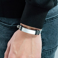 Bracelet ajustable en acier inoxydable pour homme, personnalisable, avec barre vierge, idéal pour les fêtes, bijoux gravés tendance pour le dropshipping