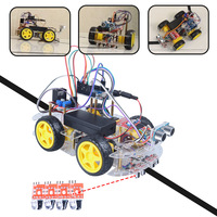Kit Educativo de Robótica Inteligente, Robot Programable 4WD con Detección de Obstáculos en Cuatro Direcciones, Kit Electrónico DIY