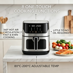 Freidora de Aire Doméstica de Acero Inoxidable de 6.5L, Gran Capacidad, Multifunción, Antiadherente, Apta para Lavavajillas, con Ventana de Visualización - Product Image 4