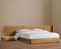 Ensemble de meubles de chambre à coucher extra longs de style américain de luxe, lit en bois avec tête de lit étendue