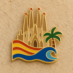 Pin de Solapa Metálico Personalizado al por Mayor con Temática de Barcelona, Insignia de Recuerdo de la Sagrada Familia, Arquitectura de Gaudí de Cataluña - Product Image 3