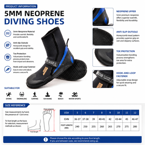 Chaussons de plongée en néoprène 5/3 mm en gros, chaussures aquatiques antidérapantes à semelle souple pour le surf, logo personnalisé d'usine OEM - Product Image 4