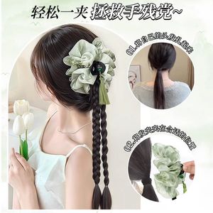 Trenzas trenzadas con clips, rizos largos y fluidos, estilo tinta de tóner, borlas, peluca de moño tradicional chino, cola de caballo - Product Image 5