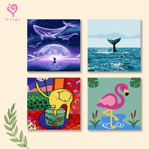 Pintura por Números DIY, Animales Marinos de Fantasía, Pintura al Óleo Digital, Ballena, Flamenco, Gato, Kit de Decoración de Pared Abstracto Hecho a Mano - Product Image 1