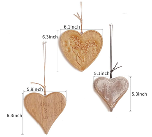 Fábrica personalizada en forma de corazón rústico Vintage granja Navidad Mango sala de estar dormitorio regalo del Día de San Valentín decoración colgante de pared de madera - Product Image 2