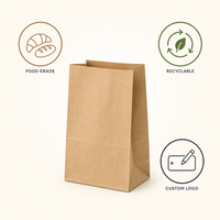 Sacs à pain SOS en papier kraft non marqués, fond carré, qualité alimentaire, biodégradables, impression de logo personnalisée, boulangerie, café à emporter