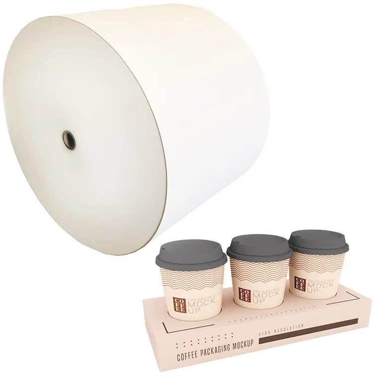Çin polietilen pe kaplı kupa kağıt rulosu pe malzeme hammadde kaplamalı kağıt kağıt bardak için