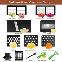 Ensemble de hachoir à légumes multifonctionnel, mandoline, trancheuse, lames en acier inoxydable, récipient en PP, coupe-légumes pour la cuisine