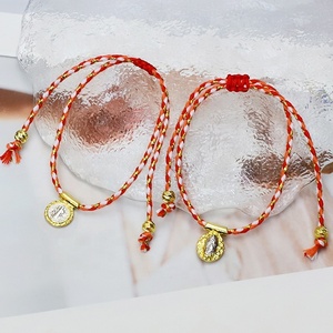 Lucky <b>Red</b> String <b>Bracelet</b> with 18-carat Gold-plated Virgin Mary Pendant - Product Image 4