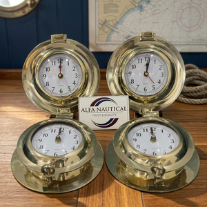 Brass Gold-Plated Polished <b>Digital</b> Printing Porthole Wall <b>Clock</b> Nautical Style Round Decorative Timepiece for Home Office Gift - Product Image 2