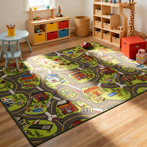 Tappeto <span class=keywords><strong>per</strong></span> Bambini con Area Gioco Città - Superficie Morbida in Nylon e Base Antiscivolo in TPR, Tappetino Decorativo <span class=keywords><strong>per</strong></span> Camera da Letto e Sala Giochi - Product Image 3