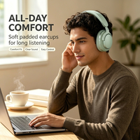 Audífonos Over-Ear Cómodos y Extensibles con Sonido Estéreo Nítido, Auriculares Inalámbricos BT 6.0, Cancelación Activa de Ruido, Gran Venta
