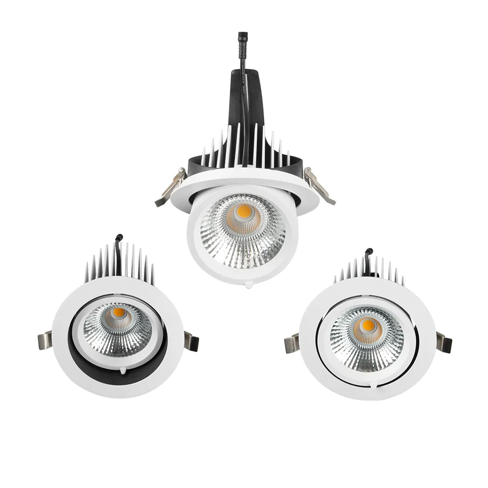 Lighting products 20W LED COB retractable and rotating gimbal downlight