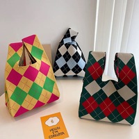 Sac fourre-tout/à bandoulière/à porter en travers du corps en polyester tricoté à rayures géométriques Urban Simplicity – Polyvalent, élégant, tendance, décontracté, unique