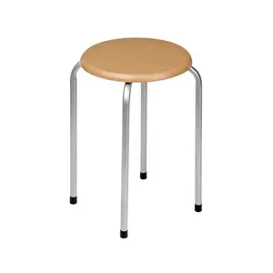 Cheap Metal Stackable Stool With Round MDF Wood Seat